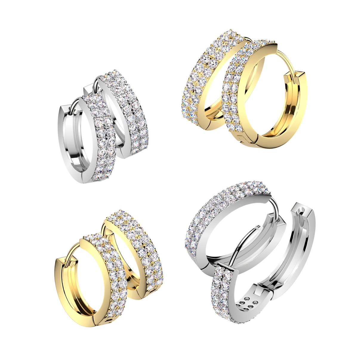 Double Row CZ Hoops