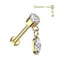 Round Stud With Marquise Dangle