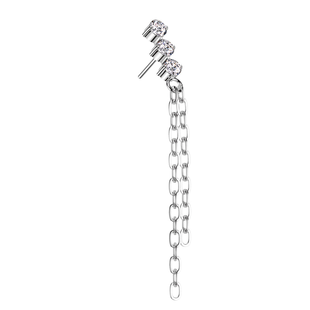 Three CZ With Double Chain Dangle