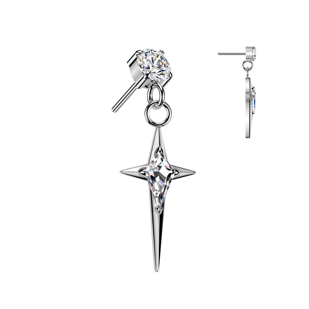 Round Pronged CZ With Cross Dangle