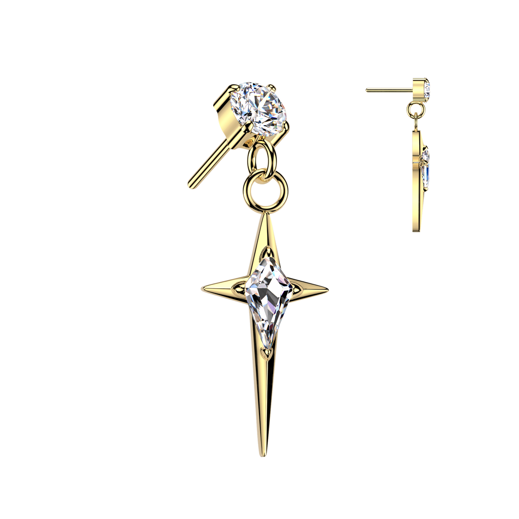 Round Pronged CZ With Cross Dangle