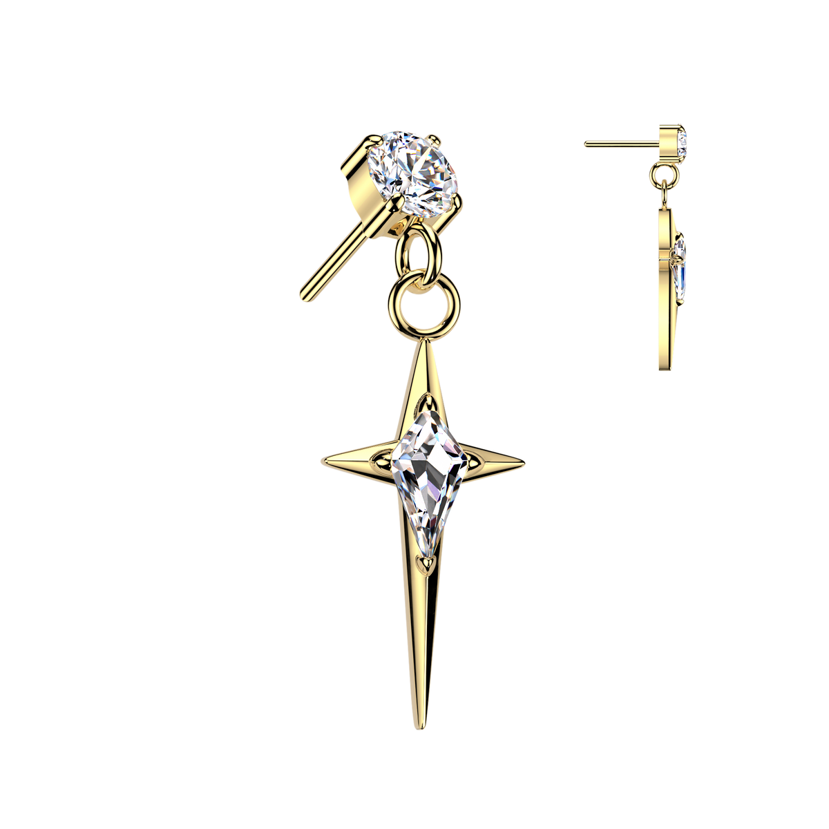 Round Pronged CZ With Cross Dangle