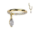 CZ Studded Hoops With Marquise Dangle