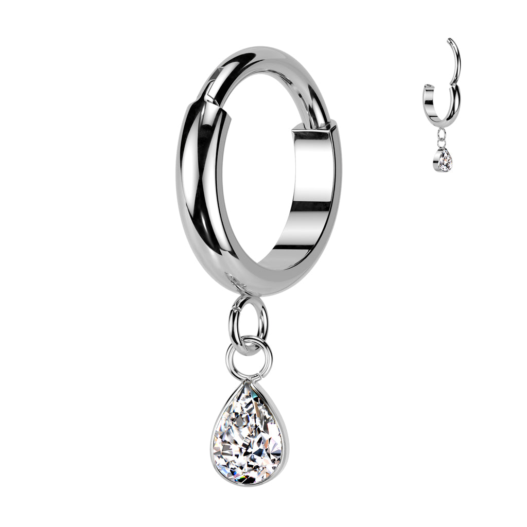 Thick Hoops With Teardrop Dangle