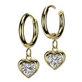 Hinged Hoop Earrings With Heart Dangle
