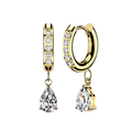 CZ Studded Hoops With Teardrop Dangle