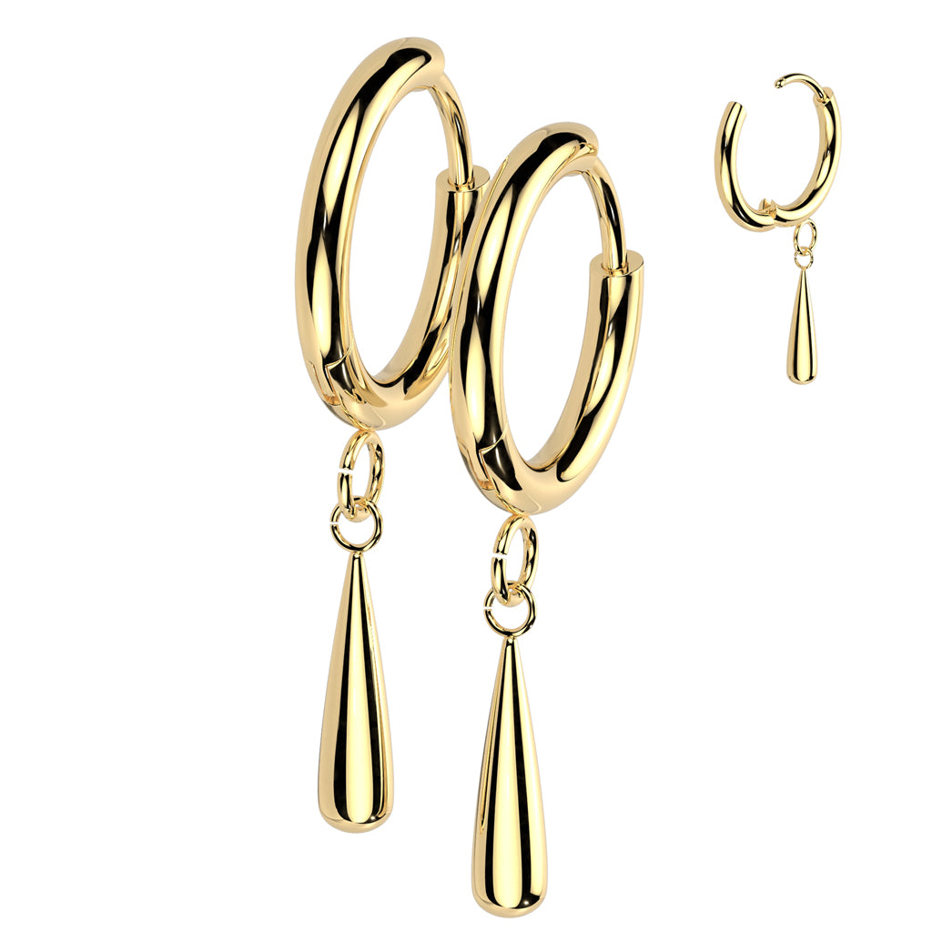 Thick Hinged Hoops With Plain Drop